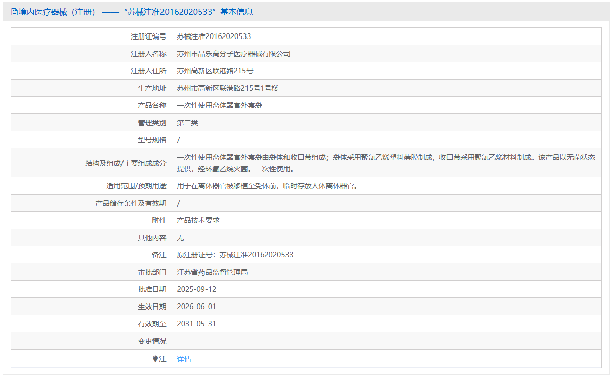 第二类医疗器械一次性使用离体器官外套袋注册办理流程及步骤周期指南