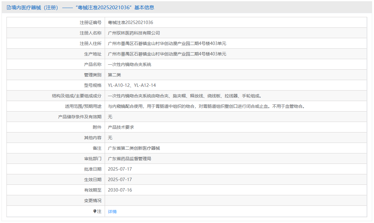 第二类医疗器械一次性内镜下使用的吻合夹系统注册办理流程及步骤周期指南